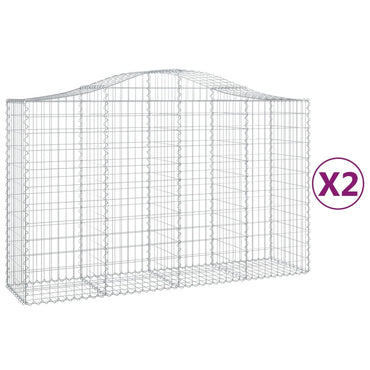 vidaXL Gabionen mit Hochbogen 2 Stk. 200x50x120/140cm Verzinktes Eisen