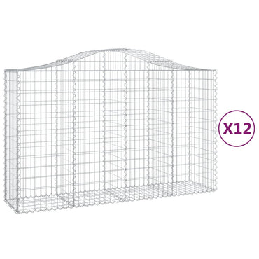 vidaXL Gabionen mit Hochbogen 12Stk. 200x50x120/140cm Verzinktes Eisen