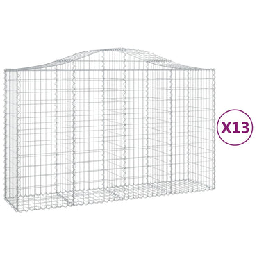 vidaXL Gabions avec arche haute 13 pcs 200x50x120/140 cm Fer galvanisé