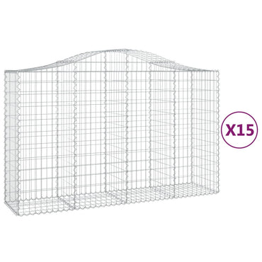 vidaXL Gabions à arc surélevé 15 pcs 200x50x120/140 cm Fer galvanisé