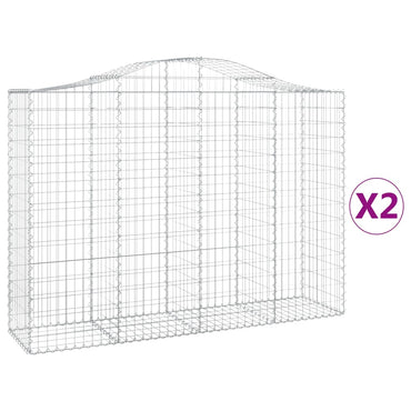 vidaXL Gabions à arc surélevé 2 pcs 200x50x140/160 cm Fer galvanisé