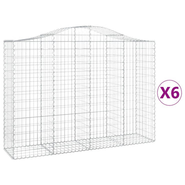 vidaXL Gabionen mit Hochbogen 6 Stk. 200x50x140/160cm Verzinktes Eisen
