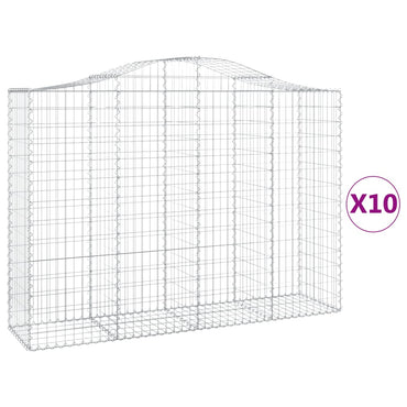 vidaXL Gabions avec arc en ogive 10 pcs 200x50x140/160 cm Fer galvanisé