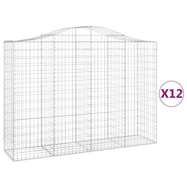 vidaXL Gabions avec arche surélevée 12 pcs 200x50x140/160 cm Fer galvanisé