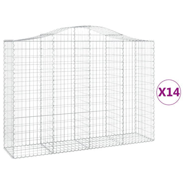 vidaXL Gabionen mit Hochbogen 14Stk. 200x50x140/160cm Verzinktes Eisen