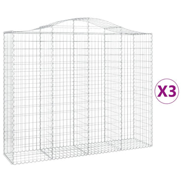 vidaXL Gabions à arc élevé 3 pcs 200x50x160/180cm Fer galvanisé