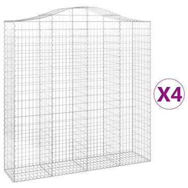 vidaXL Gabionen mit Hochbogen 4 Stk. 200x50x200/220cm Verzinktes Eisen