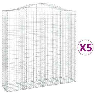 vidaXL Gabionen mit Hochbogen 5 Stk. 200x50x200/220cm Verzinktes Eisen