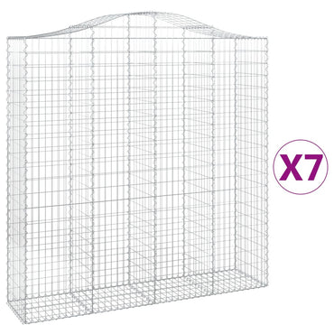 vidaXL Gabionen mit Hochbogen 7 Stk. 200x50x200/220cm Verzinktes Eisen