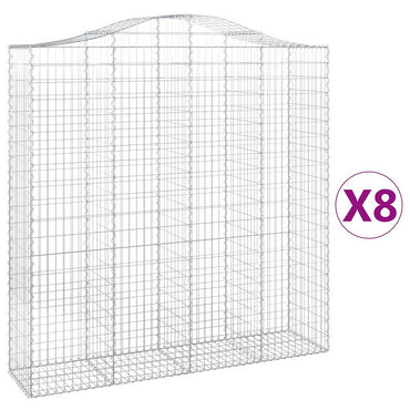 vidaXL Gabions avec arche haute 8 pcs 200x50x200/220cm Fer galvanisé