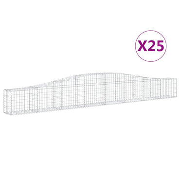 vidaXL Gabionen mit Hochbogen 25 Stk. 400x30x40/60 cm Verzinktes Eisen