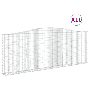 vidaXL Gabionen mit Hochbogen 10Stk. 400x30x140/160cm Verzinktes Eisen