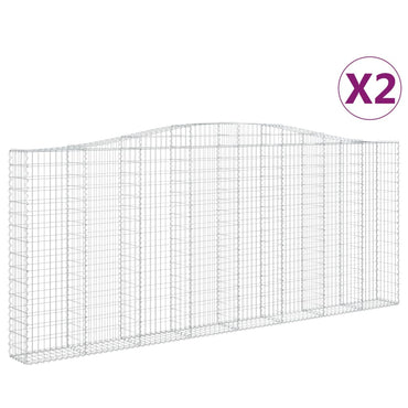 vidaXL Gabionen mit Hochbogen 2 Stk. 400x30x160/180cm Verzinktes Eisen