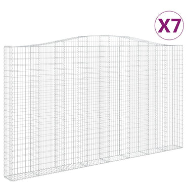 vidaXL Gabionen mit Hochbogen 7 Stk. 400x30x220/240cm Verzinktes Eisen