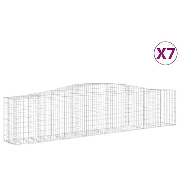 vidaXL Gabionen mit Hochbogen 7 Stk. 400x50x80/100cm Verzinktes Eisen