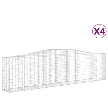 vidaXL Gabionen mit Hochbogen 4 Stk. 400x50x100/120cm Verzinktes Eisen