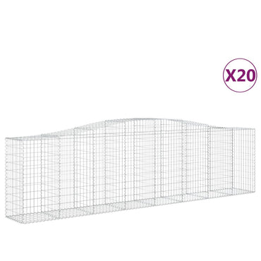 vidaXL Gabionen mit Hochbogen 20 Stk 400x50x100/120cm Verzinktes Eisen