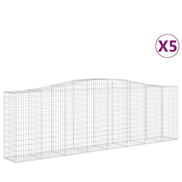 vidaXL Gabions avec arche 5 pcs 400x50x120/140cm Fer galvanisé