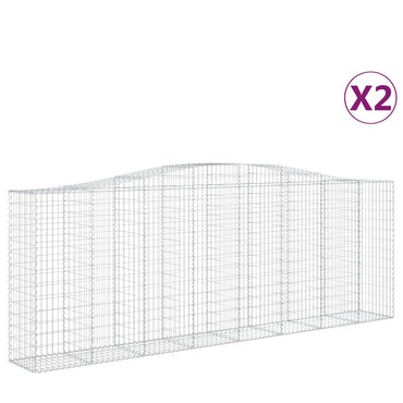 vidaXL Gabions avec arche 2 pcs 400x50x140/160cm Fer galvanisé