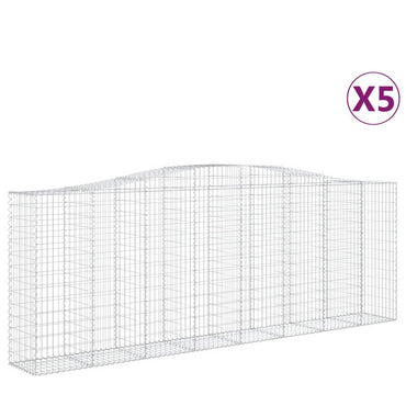 vidaXL Gabionen mit Hochbogen 5 Stk. 400x50x140/160cm Verzinktes Eisen