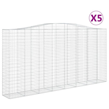 vidaXL Gabionen mit Hochbogen 5 Stk. 400x50x200/220cm Verzinktes Eisen