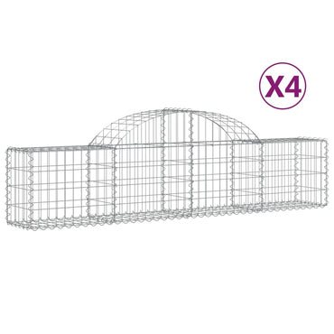 vidaXL Gabionen mit Hochbogen 4 Stk. 200x30x40/60 cm Verzinktes Eisen