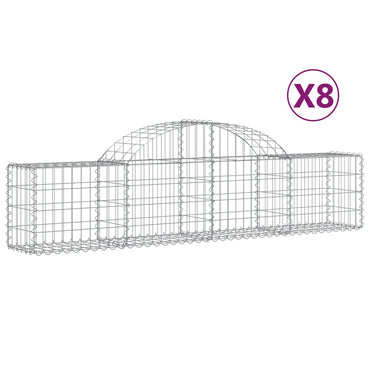 vidaXL Gabionen mit Hochbogen 8 Stk. 200x30x40/60 cm Verzinktes Eisen