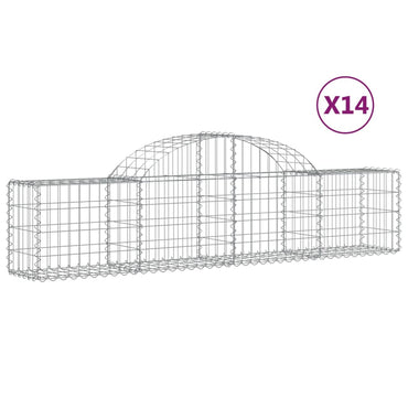vidaXL Gabionen mit Hochbogen 14 Stk. 200x30x40/60 cm Verzinktes Eisen