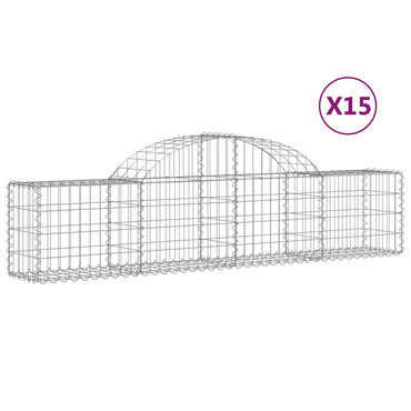 vidaXL Gabionen mit Hochbogen 15 Stk. 200x30x40/60 cm Verzinktes Eisen