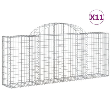 vidaXL Gabionen mit Hochbogen 11 Stk. 200x30x80/100cm Verzinktes Eisen
