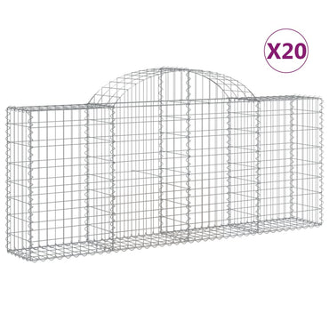 vidaXL Gabionen mit Hochbogen 20 Stk. 200x30x80/100cm Verzinktes Eisen