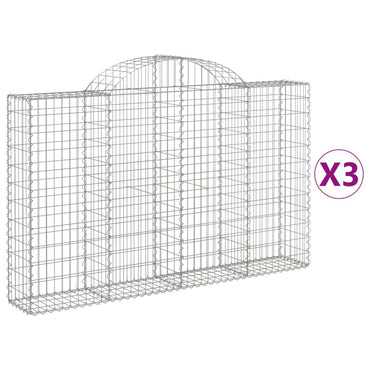 vidaXL Gabionen mit Hochbogen 3 Stk. 200x30x120/140cm Verzinktes Eisen