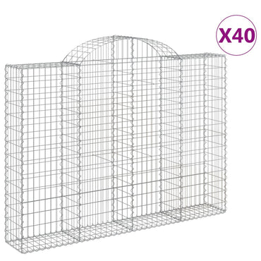 vidaXL Gabionen mit Hochbogen 40Stk. 200x30x140/160cm Verzinktes Eisen