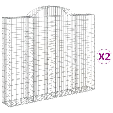 vidaXL Gabionen mit Hochbogen 2 Stk. 200x30x160/180cm Verzinktes Eisen