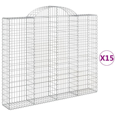 vidaXL Gabionen mit Hochbogen 15 Stk 200x30x160/180cm Verzinktes Eisen