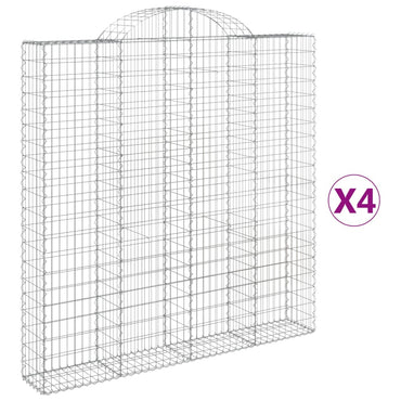 vidaXL Gabionen mit Hochbogen 4 Stk. 200x30x200/220cm Verzinktes Eisen