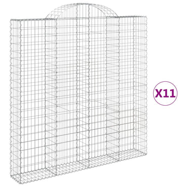 vidaXL Gabionen mit Hochbogen 11 Stk 200x30x200/220cm Verzinktes Eisen