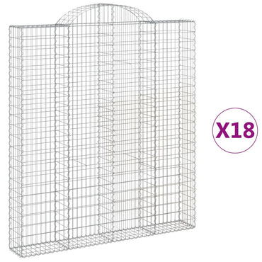vidaXL Gabionen mit Hochbogen 18 Stk 200x30x220/240cm Verzinktes Eisen