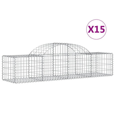 vidaXL Gabionen mit Hochbogen 15 Stk. 200x50x40/60 cm Verzinktes Eisen