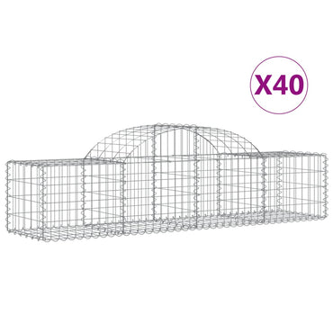 vidaXL Gabionen mit Hochbogen 40 Stk. 200x50x40/60 cm Verzinktes Eisen