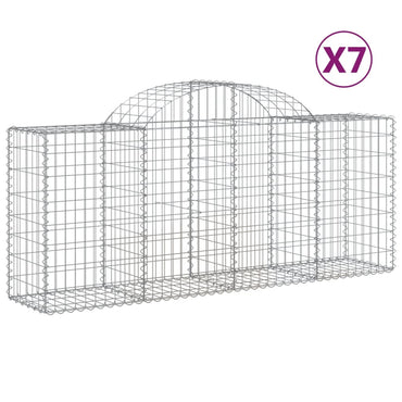 vidaXL Gabions à arc surélevé 7 pcs 200x50x80/100 cm Fer galvanisé