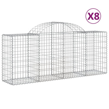 vidaXL Gabions avec arc surélevé 8 pcs 200x50x80/100 cm Fer galvanisé