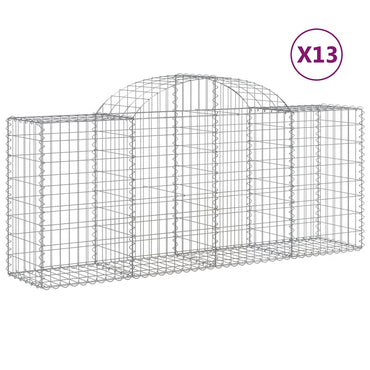 vidaXL Gabions à arc surélevé 13 pces 200x50x80/100cm Fer galvanisé