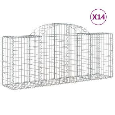 vidaXL Gabions avec arc en ogive 14 pcs 200x50x80/100cm Fer galvanisé