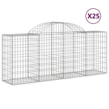 vidaXL Gabions avec arche 25 pcs 200x50x80/100 cm Fer galvanisé