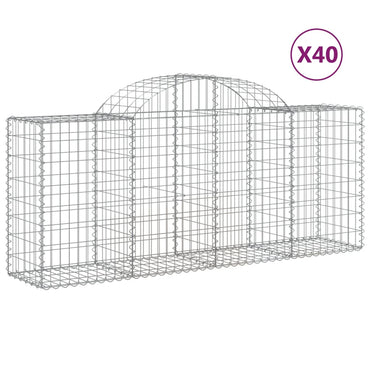 vidaXL Gabions avec arche 40 pcs 200x50x80/100 cm Fer galvanisé