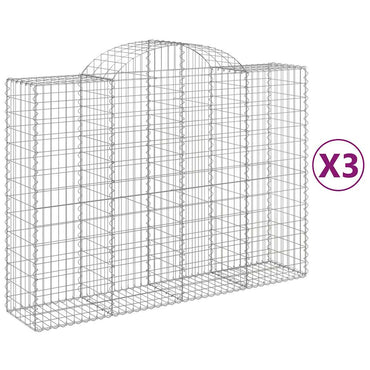 vidaXL Gabionen mit Hochbogen 3 Stk. 200x50x140/160cm Verzinktes Eisen