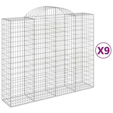 vidaXL Gabionen mit Hochbogen 9 Stk. 200x50x160/180cm Verzinktes Eisen