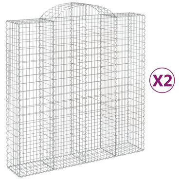 vidaXL Gabions avec arche haute 2 pcs 200x50x200/220 cm Fer galvanisé