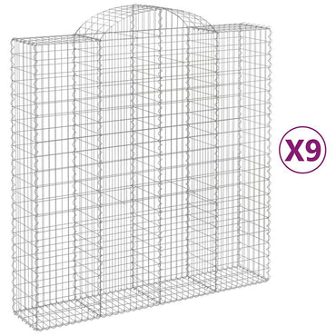 vidaXL Gabionen mit Hochbogen 9 Stk. 200x50x200/220cm Verzinktes Eisen
